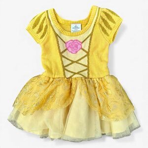 Disney Princess Belle Tutu Dress 18M Yellow Silver Rose Party Costume